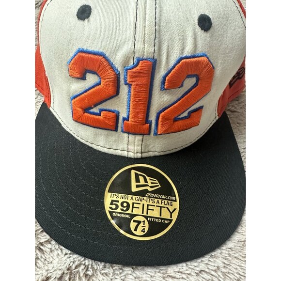 New York Knicks Hat Cap Fitted 7 1/4 White Orange Area Code 212 NBA New Era New - Picture 5 of 14